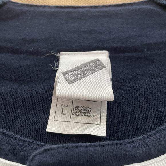 Vintage Warner Bros Looney Tunes Shirt Mens Large Blue Baseball Jersey Taz 90s - Picture 4 of 12